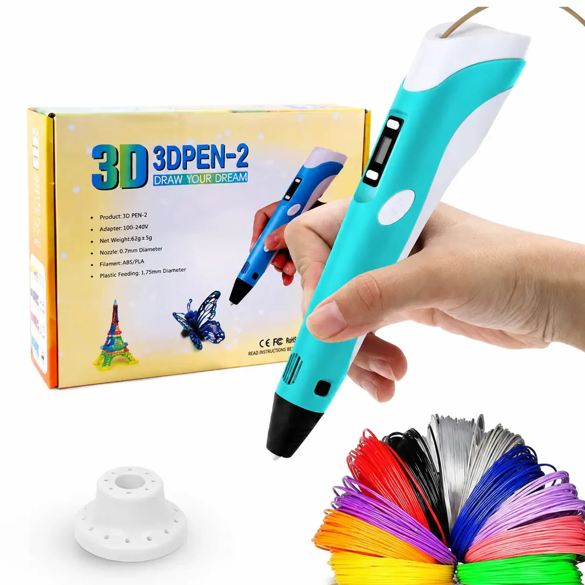 3D Pen for Kids & Adults | LCD Display Drawing Pen with PLA Filaments